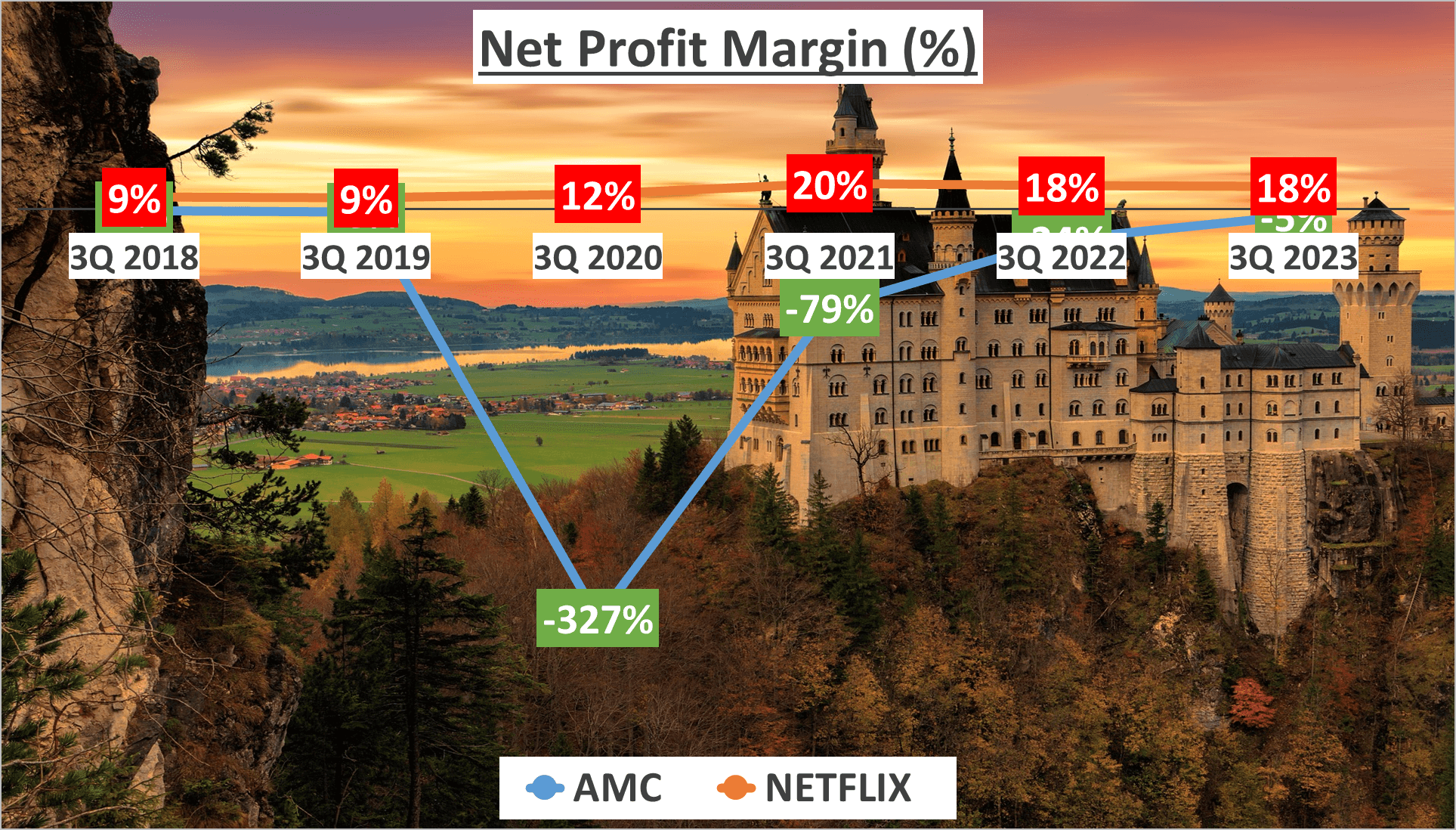 AMC vs Netflix Stock Analysis - 3. Net Profit Margin